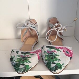 Floral Lace-Up Women's Flats